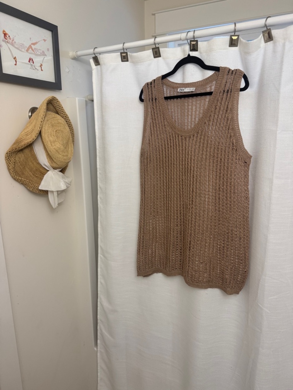 Zara Oversized Open Knit Bohemian Tank Tunic – Size Large - Picture 3 of 8
